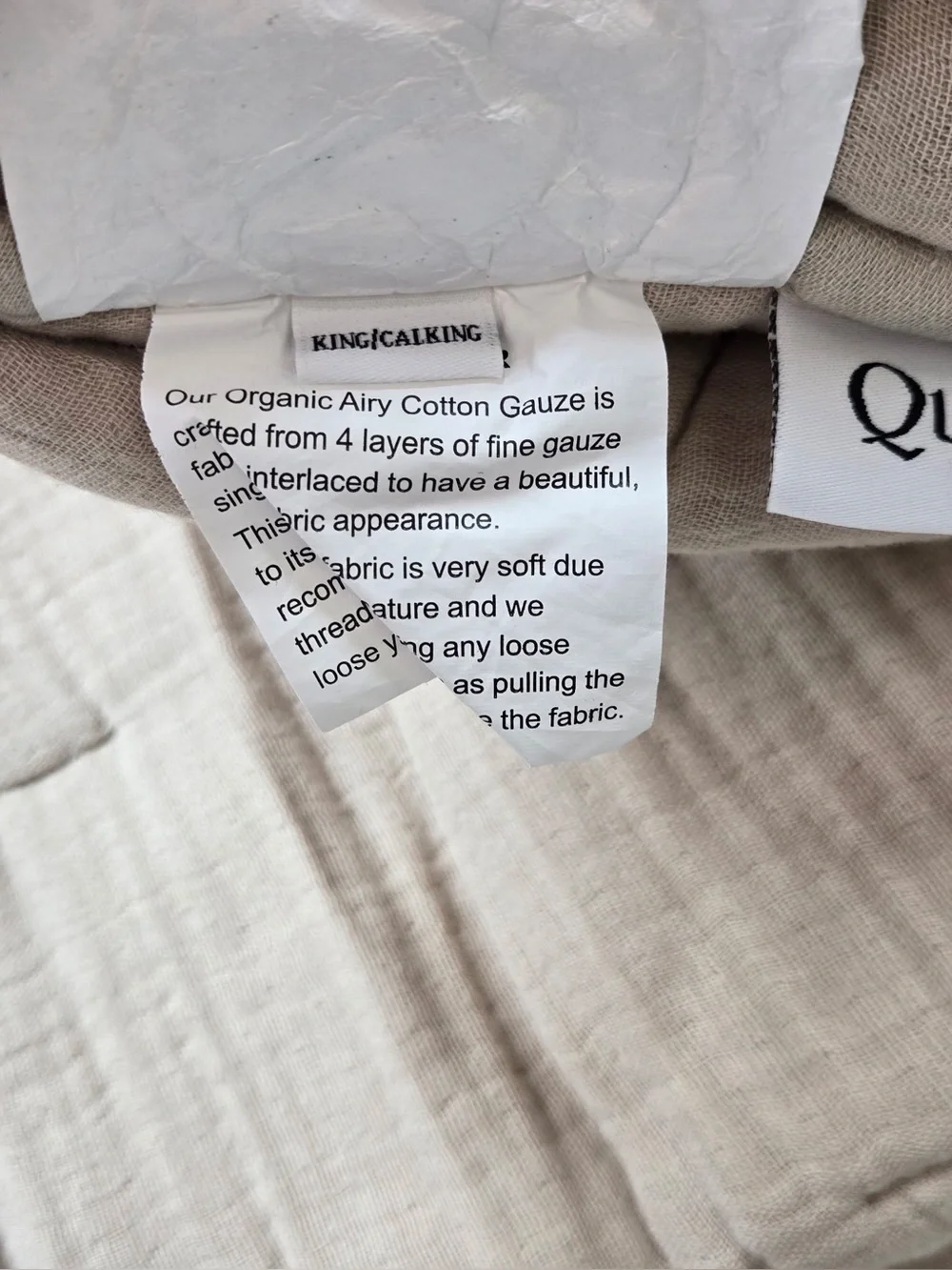 NWT QUINCE Organic Cotton Gauze Dream Quilt King/Cal King Dune 0485